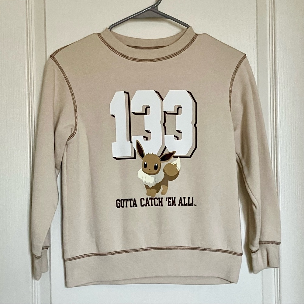 GU Uniqlo Pokemon Eevee Graphic Kids Sweatshirt - Beige